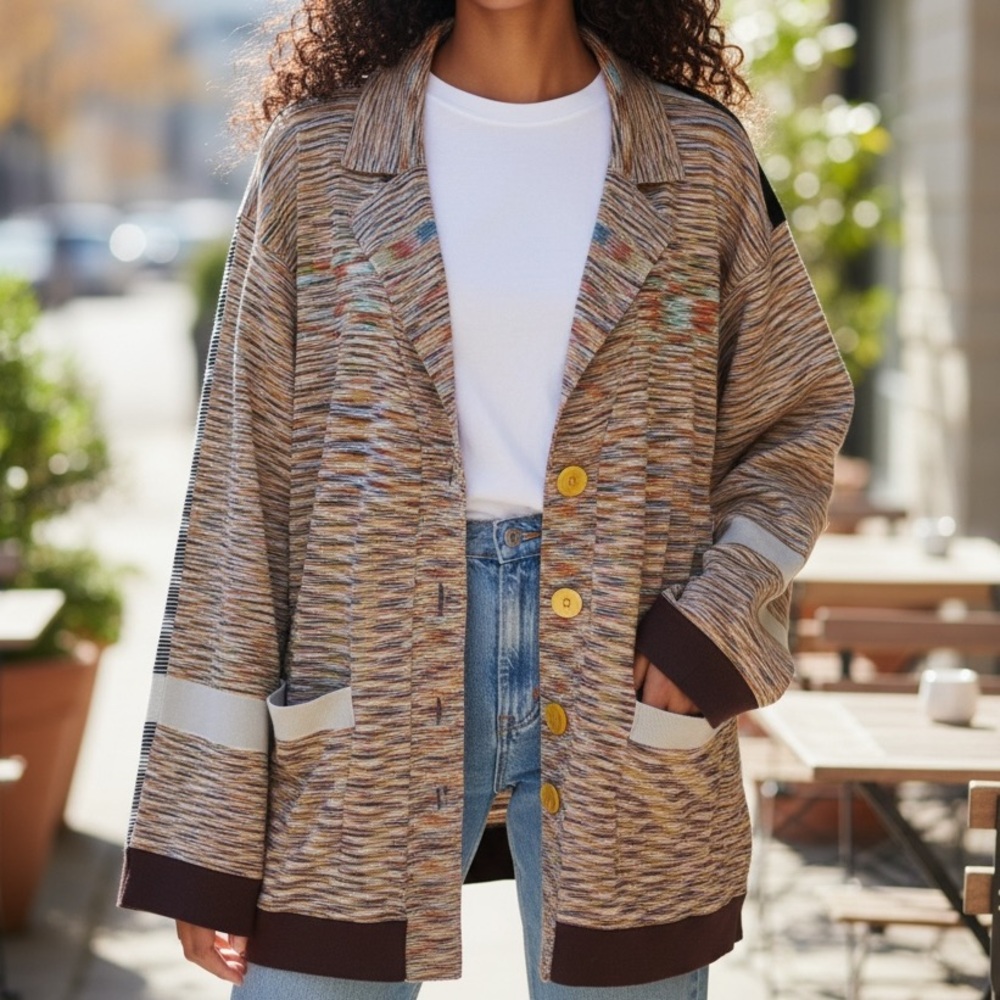 MISSONI Light Kit Top With Wise Sleeves, Detailing Throughout, Luxury Designer